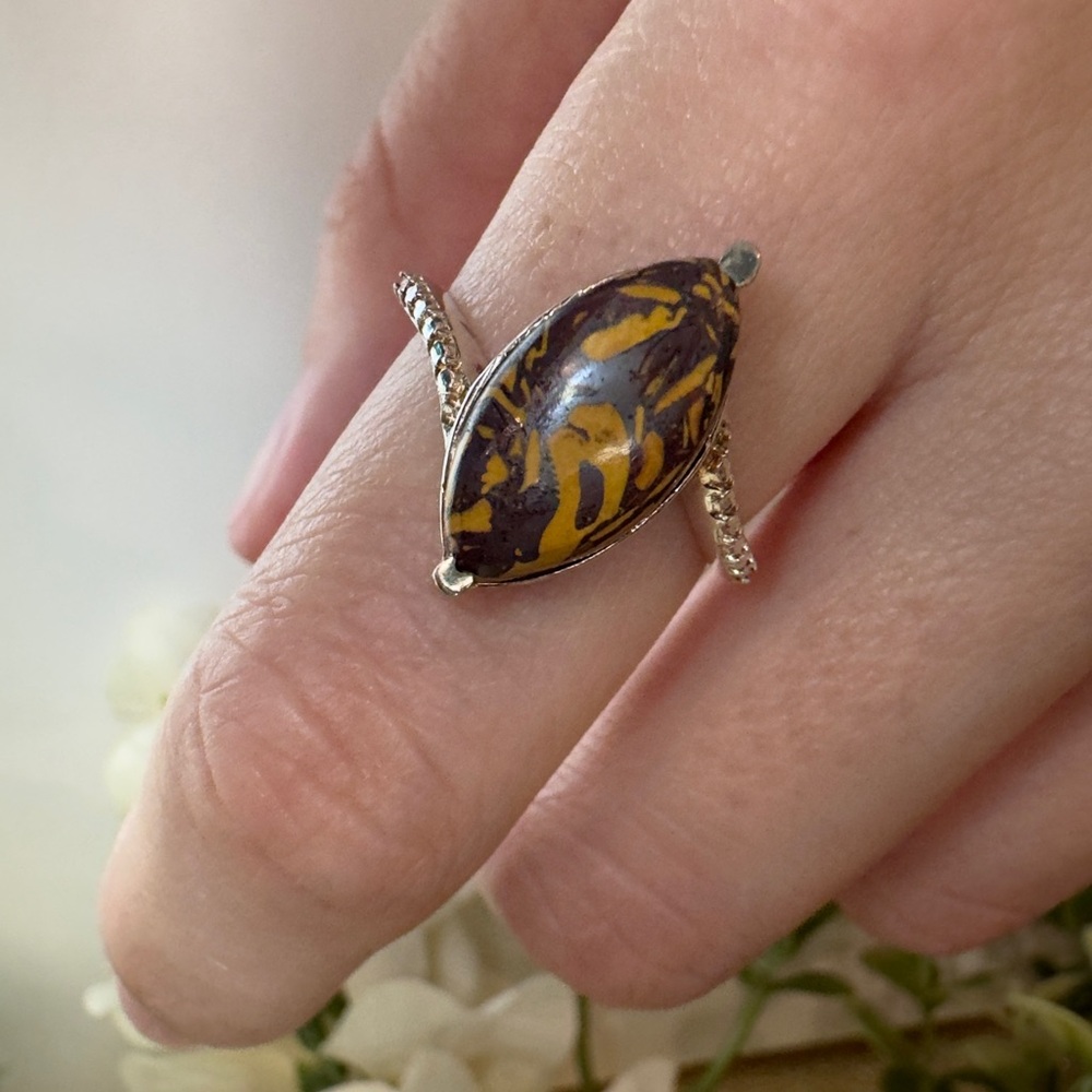 Unique Stone Ring In Solid 925 Sterling Silver Ma… - image 7